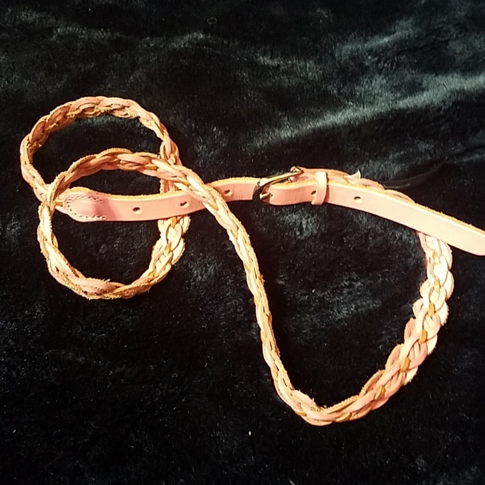 Express leather braided pink belt